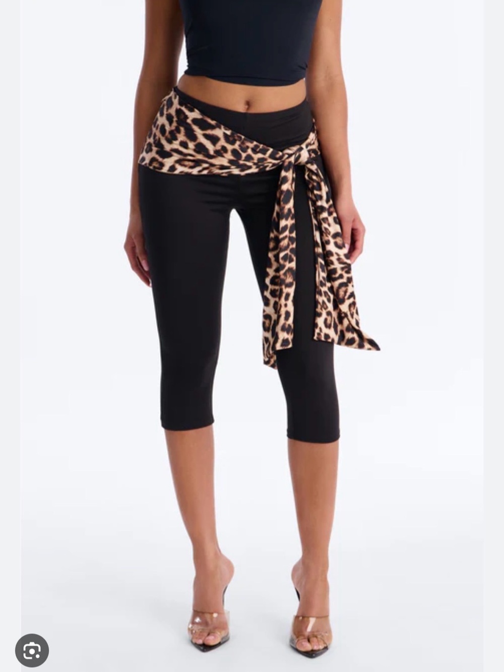 NWT Fashion nova kiah low rise leopard tie waist capri
